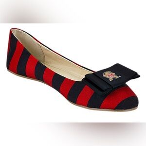 NWOT LILLYBEE U MARYLAND TERRAPINS RED/BLACK REMOVABLE BOW FLATS Sz.8